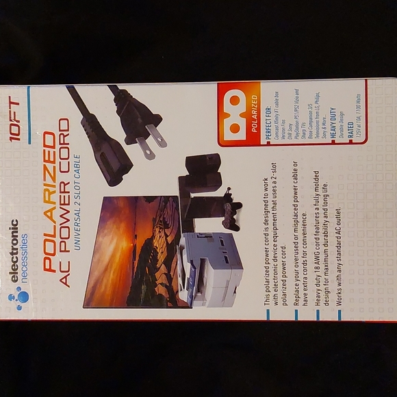 Polarized Ac Power Cord 2 Slot Cable - Picture 2 of 3